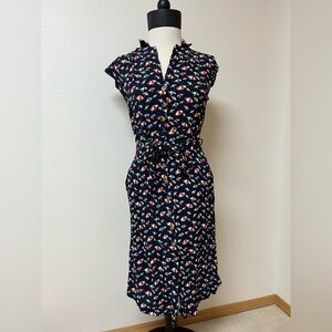 Anthropologie Maeve Navy with Umbrella Print dress women’s size 4
